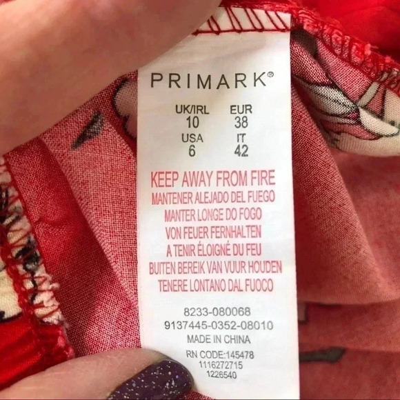 Primark Red Floral Rayon Shorts Tie Waist 6 - Picture 8 of 12